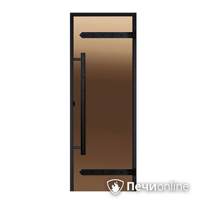 Дверь для бани Harvia Стеклянная дверь для сауны LEGEND 7/19 черная коробка сосна бронза  D71901МL в Ханты-Мансийске