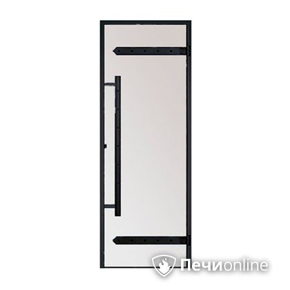Дверь для бани Harvia Стеклянная дверь для сауны LEGEND 7/19 черная коробка сосна сатин D71905МL в Ханты-Мансийске
